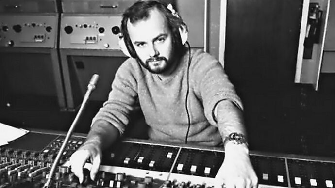 John Peel, OBE, at the mixing desk