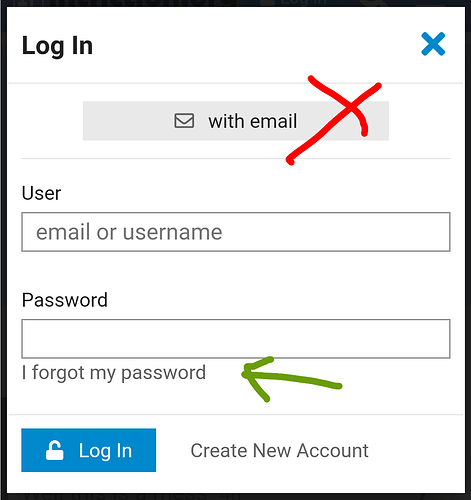 Screenshot of login form