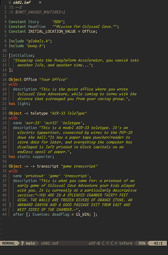 The example game from my woefully-unfinished Beginner's Guide To PunyInform