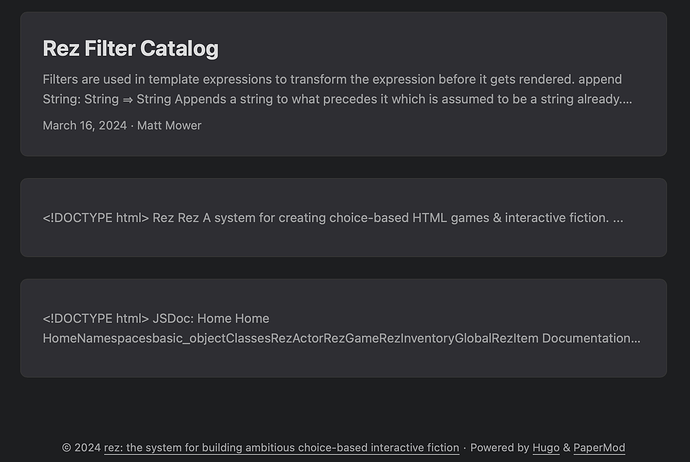 blog post boxes with source code descriptions instead of a title or article