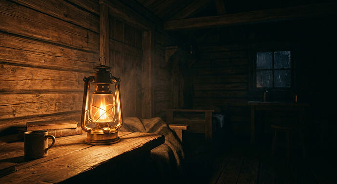 Firefly_Storm lantern dark cabin