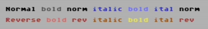 reverse is red, reverse bold is pink, reverse italic is orange