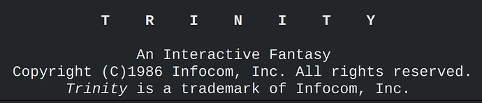 the Trinity title page aligned via fixed-width text