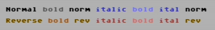 reverse is brown, reverse bold is orange, reverse italic is red