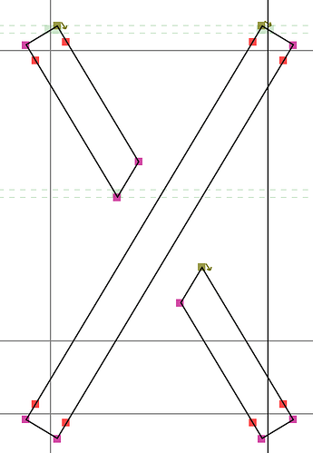 two crossed paths with gaps where they intersect