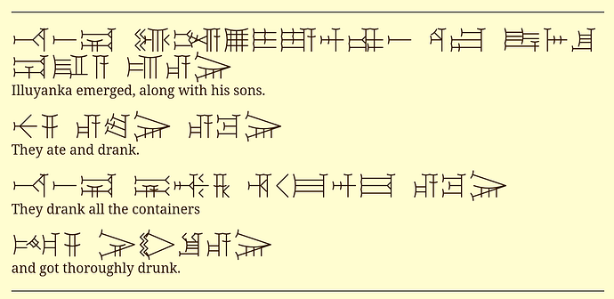 screenshot showing some lines of cuneiform text