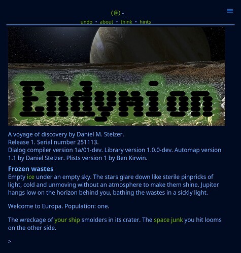 light blue text on dark blue background, with green links