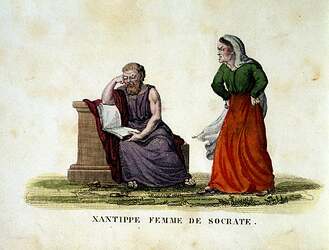 Unknown_Artist_-Scene_de_menage_between_Socrates_and_his_wife_Xantippe(Xanthippe)-engraving-(MeisterDrucke-1000681)