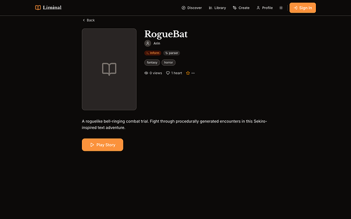 Story detail page with format/genre tags
