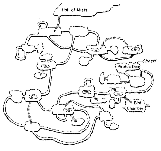 a tangled map of a classic adventure maze; the paths are easy enough to follow