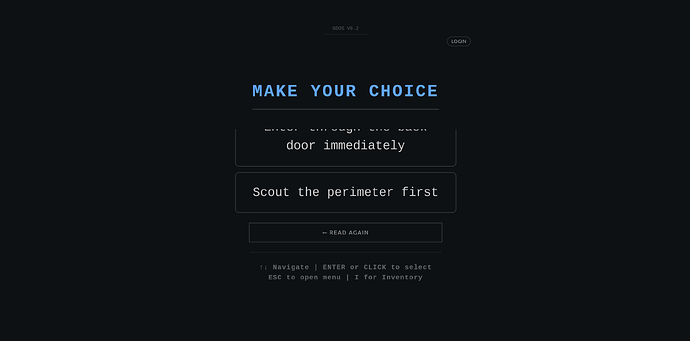 a screenshot showing the choices squished down in the middle
