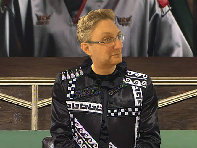an image of Chairman Kaga from the original Iron Chef, with the head of lpsmith superimposed