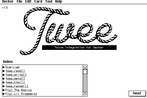 Title screen for the Twee module