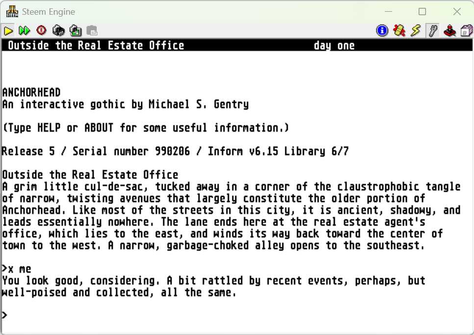 Anchorhead in JZIP on emulated Atari ST