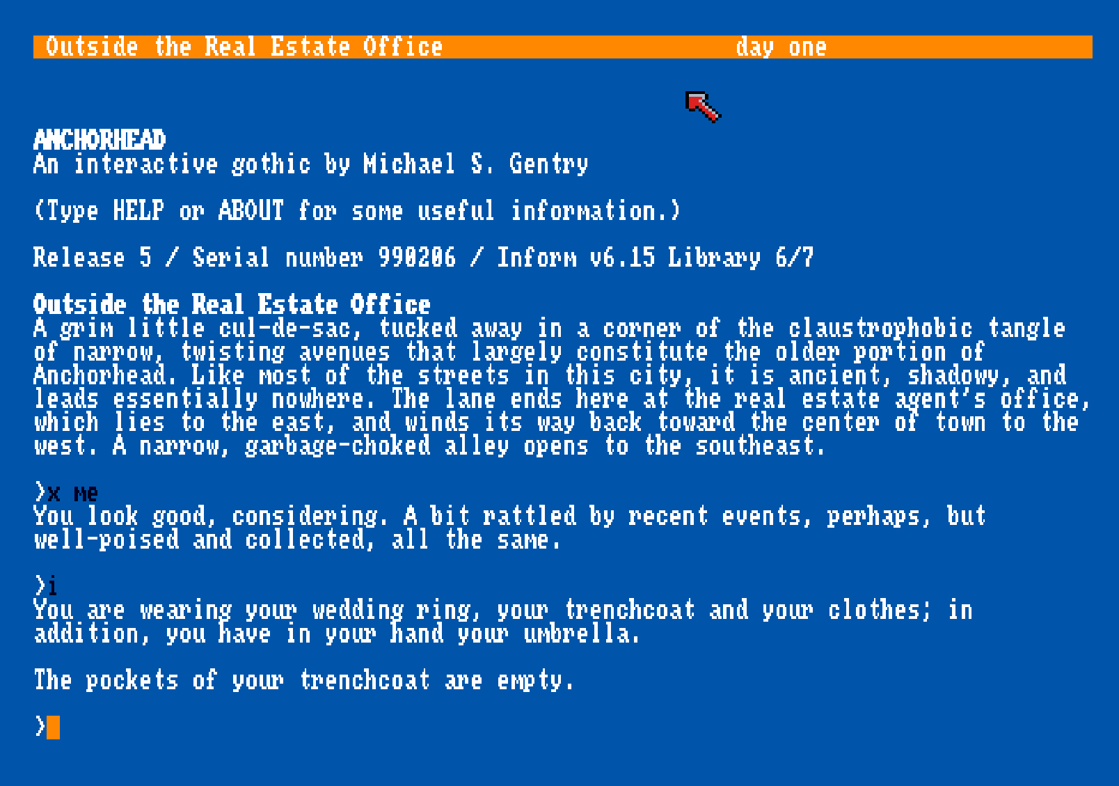 Anchorhead in AmigaZIP on emulated Amiga