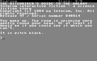a screenshot of infocom's updated white-on-gray interpreter.