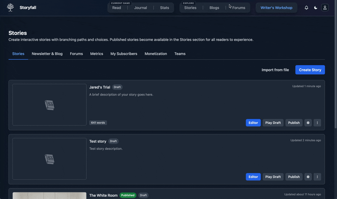 Storyfall theming